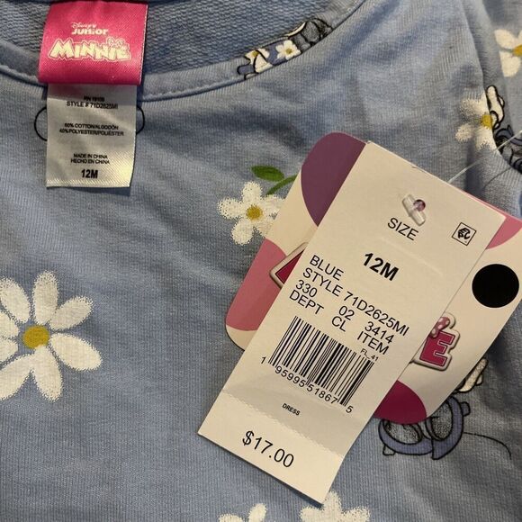 DISNEY JUNIOR MINNIE MOUSE DRESS BLUE WITH DAISIES SIZE 12M - Picture 6 of 6